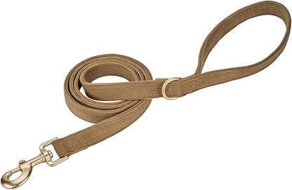 Soft Corduroy Fibric Dog Leash, 5 Feet Length Lead with Heavy Duty Rotating Hook, for Medium Large Dogs.(M,Brown)