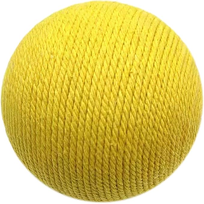 Extra Large 4-Inch Cotton Yarn Fluffy Soft Scratch Cat Ball Toy (Yellow)