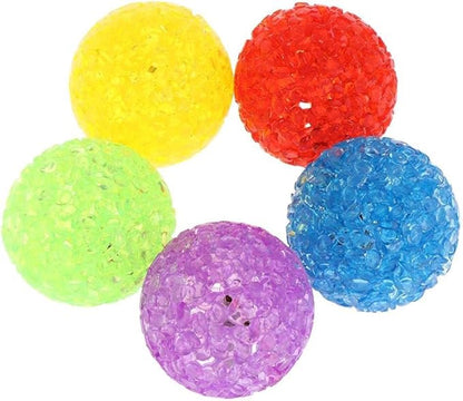 5 Pcs Cat Bell Crystal Ball Sound Pet Game Kitten Plastic Interactive Rattle for Indoor Cats Balls with Bells Teaser, Cat Toys for Bored Indoor Adult Cats,Random, As the Pictures