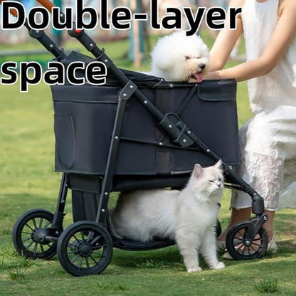 Medium Pet Stroller for Small & Medium Dogs, Double Dog Stroller for 2 Dogs, 44 Lbs Capacity Lightweight Integrated Design, Easy Setup Durable Pet Cart with Safe & Comfort Travel