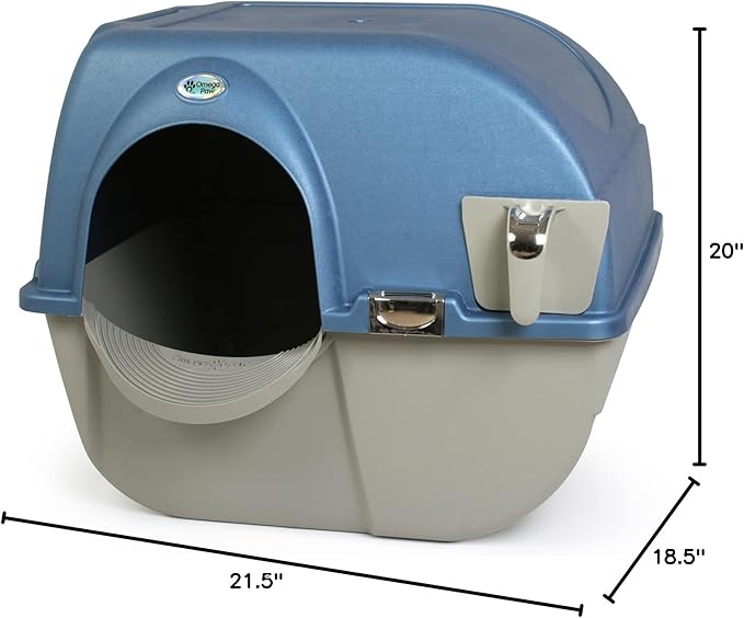 Omega Paw Premium Roll 'n Clean Litter Box Large,Cat, Peral Blue (PR-RA20-1)
