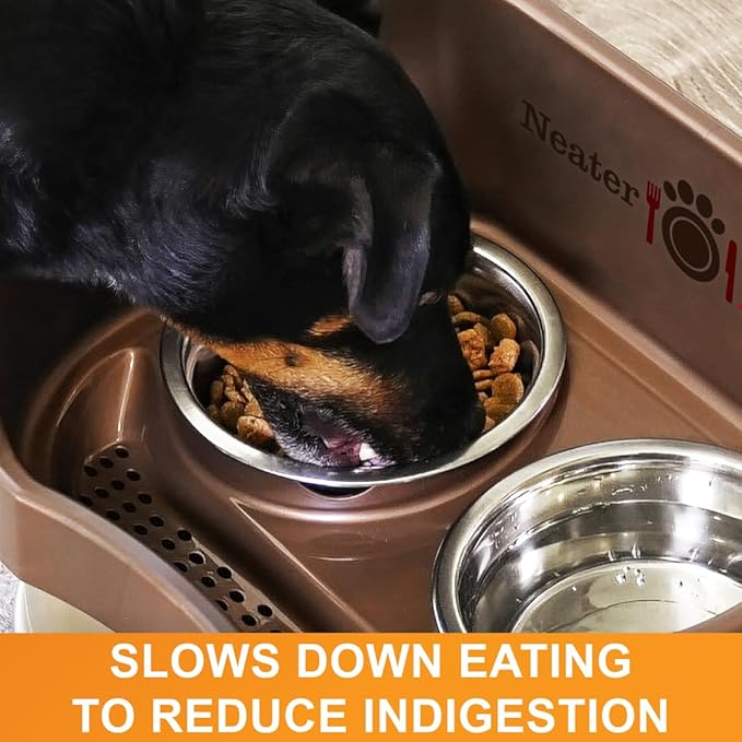 Neater Pet Brands Stainless Steel Slow Feed Dog Bowl for Fast Eating Large Breed, Metal Slow Feeder Dog Bowl Fits in Large Neater Feeders, for Puppy or Dogs (>40 lbs), 3 Cup Food Capacity