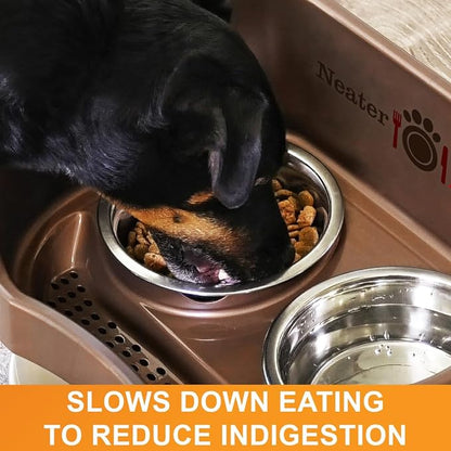 Neater Pet Brands Stainless Steel Slow Feed Dog Bowl for Fast Eating Large Breed, Metal Slow Feeder Dog Bowl Fits in Large Neater Feeders, for Puppy or Dogs (>40 lbs), 3 Cup Food Capacity