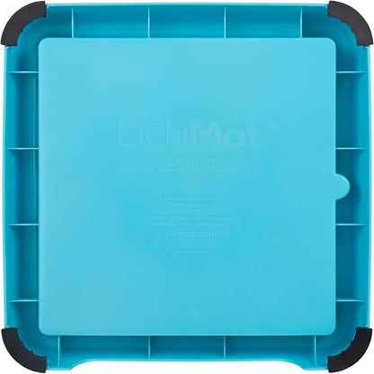 LICKIMAT Indoor Keeper Dog Feeding Station - Slow Feeder Lick Mat Keeper for Dogs Food, Treats, Yoghurt & Peanut Butter - Extend Licky Mats for Dogs into Full Feeder, Turquoise