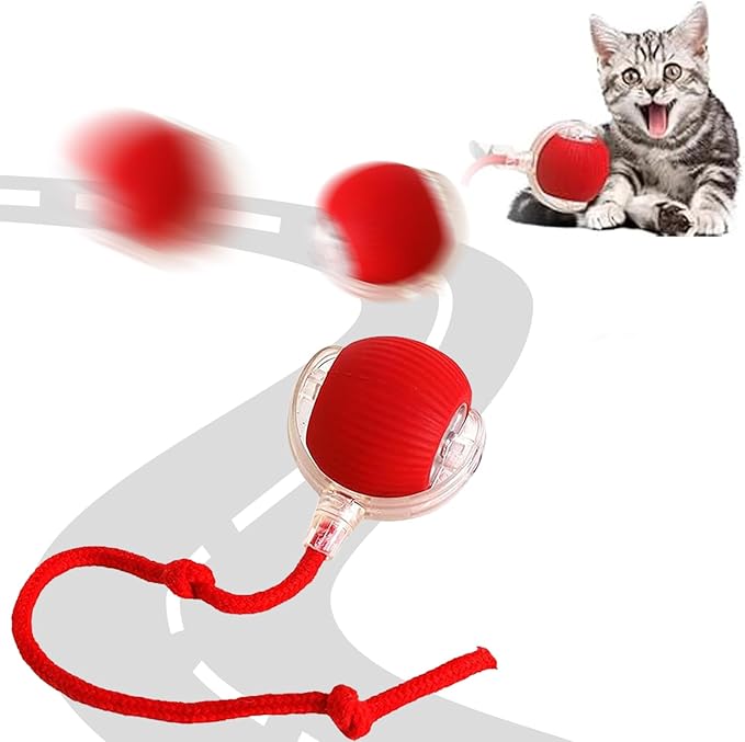 Interactive Dog Toys, Moving Dog Ball with Touch Activated, Active Rolling Ball for Puppy and Medium Dogs (Red)
