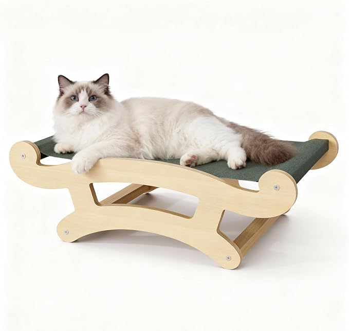 Cat Bed, Breathable Elevated Cat Hammock,Wooden Cat Beds for Indoor,Raised Pet Beds Suitable for Cats, Puppy, Bunny and Small Animal