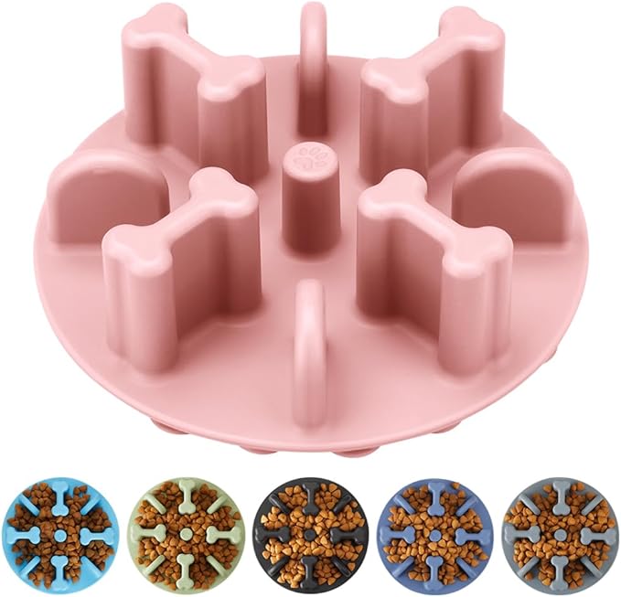 Soft Silicone Anti-Choking Puzzle Slow Feeder Insert, Compatible with Regular Elevated Dog Bowls Slow2.0
