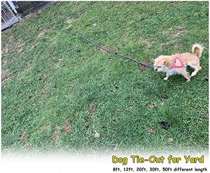 BTINESFUL 8/12/20/30/50/75ft Dog Tie-Out Long Tether Rope Dog Lead for Yard - Image 5