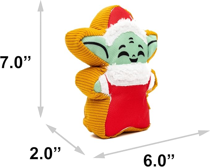 Star Wars Squeaky Plush Dog Toy for Large, Medium & Small Dogs, Holiday Grogu Santa Cookie Replica