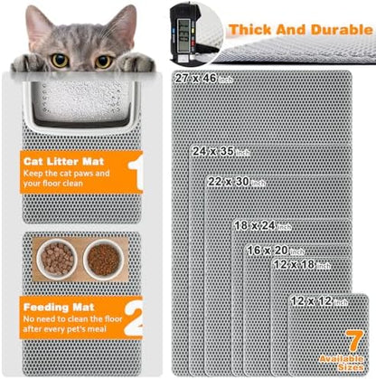 Cat Litter Mat 16"x20",Double Layer EVA litterbox Mat, Gray - Image 2