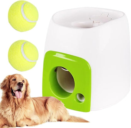 Automatic Dog Ball Launch - 16x16x20cm/6.3x6.3x7.87 Inches Tennis Ball Launch for Dogs | Interactive Toys with Snack Dispensing Puzzle for Puppy Training Exercise Inside Outside Backyard