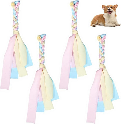 4 PCS Flirt Pole Replacement Toys, Natural Rope Squishy Face Flirt Pole for Dogs for Interactive Play and Chewing as a Fun Dog Chase Toy