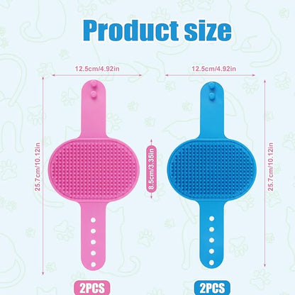4pcs Cat Self Grooming Brush, TPR Cat Face Scratcher Adjustable Pet Hair Massage Combs Artifact for Climbing Frames & Table Legs, Short/Long Hair Cats & Kittens Interactive Toy (Pink, Blue)