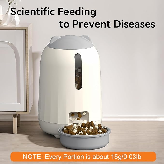 PAPIFEED Automatic Cat Feeder with App Control, 2.4G WiFi Auto Cat Food Dispenser, 3L Cat Feeder Automatic with Dual Power Supply, Easy-Clean Design for Cats & Small Dogs (Grey)