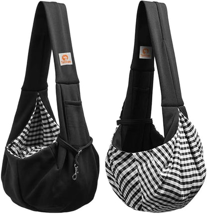 Tomkas Small Dog Sling Carrier - Classic Pocket & Classic Strap - Wrap Carrier - for 3-10 lbs Pets(Black)