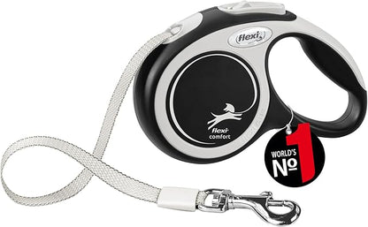 Flexi New Comfort Tape Grey & Black Extra Small 3m Retractable Dog Leash/Lead for Dogs up to 12kgs/26lbs