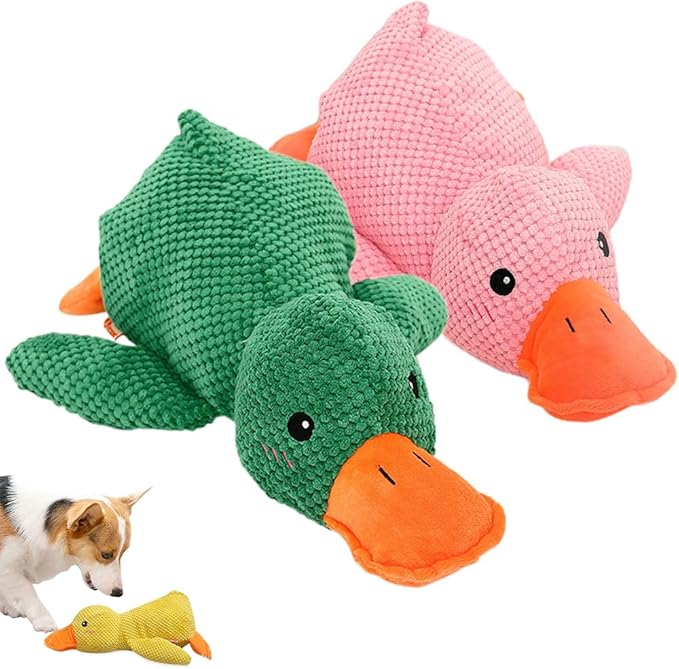 2024 New Quack-Quack Duck Dog Toy, Durable The Mellow Dog Calming Duck Dog Toy, Yellow Stuffed Dog Cat Pet Squeak Chew Toys for Dogs Indoor Puppy (BC Small)