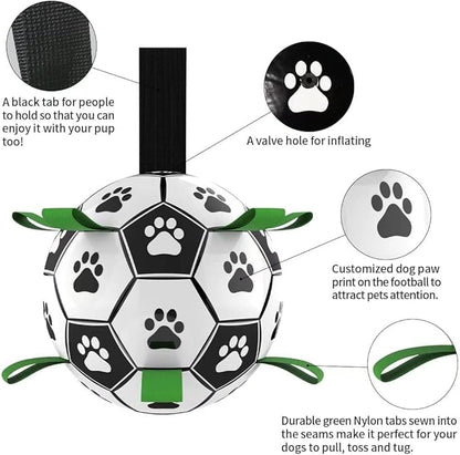 Dog Toys Soccer Ball, Interactive Dog Toys for Tug of War, Puppy Birthday Gifts, Tug Toy, Water Toy, World Cup Durable Balls for Medium & Large Dogs（8 INCH