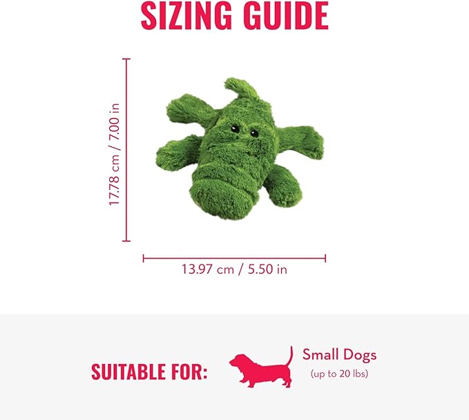 KONG Cozie Ali Alligator & SqueakAir Balls (3 Pack) - Dog Fetch & Chew Toys for Fun - Soft Toy Alligator for Indoor Play - Durable Dog Toy Balls for Outdoor Play - for Small Dogs