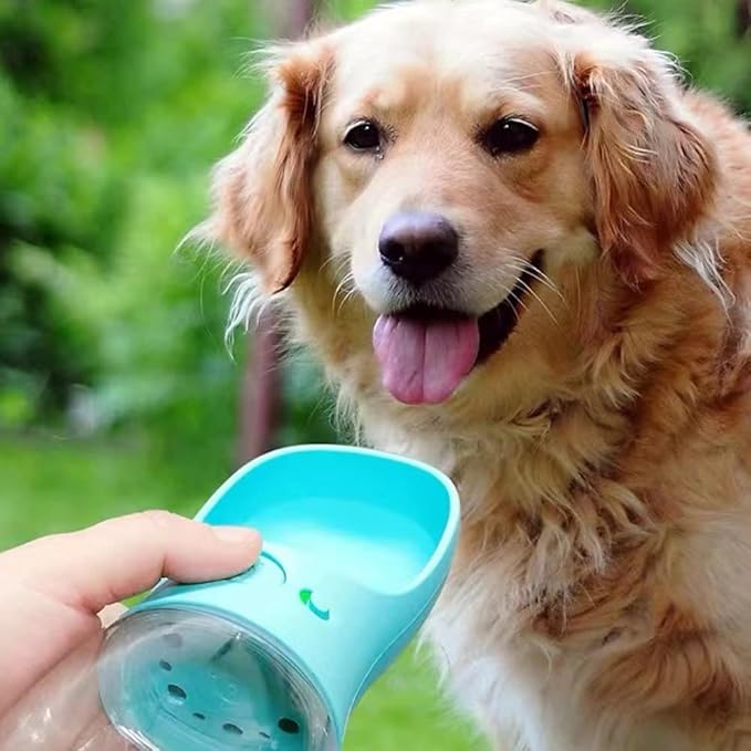 Dog Water Bottle, Leak Proof Portable Puppy Water Dispenser with Drinking Feeder for Pets Outdoor Walking, Hiking, Travel (12OZ, Blue)