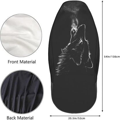 Foruidea Black 3D Wolf Car Seat Covers Universal 2 Pcs Auto Front Seat Cover Fit Most Cars,SUV,Sedan,Trucks