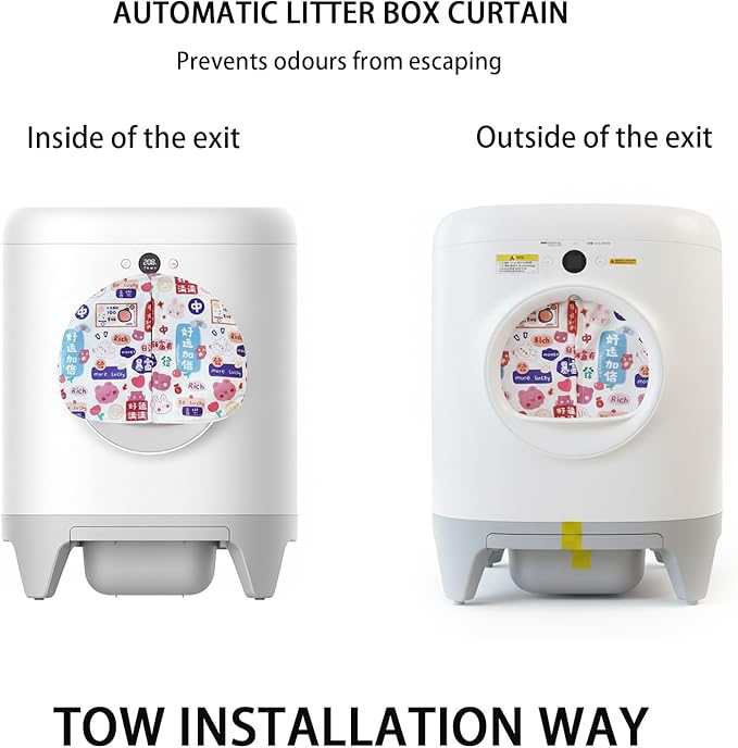 Curtain for Self Cleaning Cat Litter Box,Reduces Cat Litter Bounce, Stops Odors from The Litter Box Self Cleaning (Red)