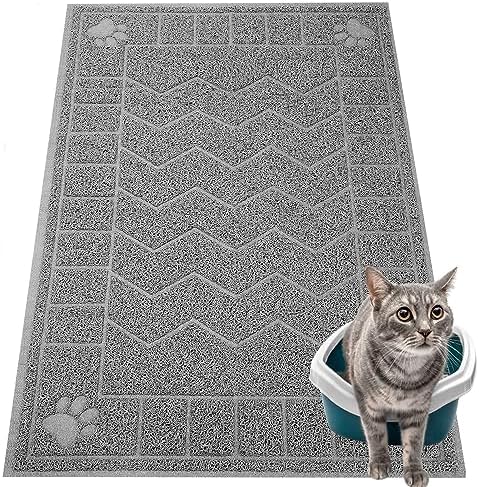 Cat Litter Box Mat, 35" x 24" Large Waterproof Litter Trapping Mat by Motsamla