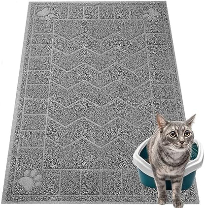 Cat Litter Box Mat, 35" x 24" Large Waterproof Litter Trapping Mat by Motsamla