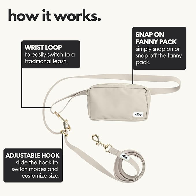 Hands Free Dog Leash with Treat Pouch – Waterproof Cross Body & Waist Leash for Dog Walking and Training with Poop Bag Holder - Cute Walking Accessories for Medium and Large