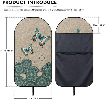 Coldinair Vintage Butterfly Towel Car Seat Cover for Men,Sweat Car Seat Protector After Workout,Gym,Swimming,Anti-Slip Universal Car Seat Covers for Truck,Van,SUV