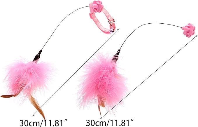 Cat Feather Toy with Collar - Indoor Amusing Teaser Self-Teasing Toy