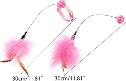 Cat Feather Toy with Collar - Indoor Amusing Teaser Self-Teasing Toy