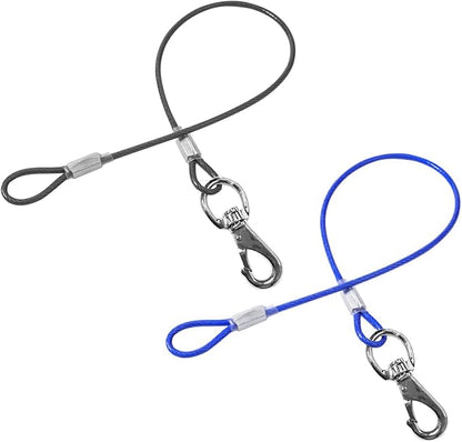 Chew Proof Dog Leash - 2Pack Metal Cable Lead,No Tangle Multiple Dog Leashes for Small and Medium Dogs- Heavy Duty Leash Extender for Collars & Harnesses(Black+Blue, 20in/50cm)