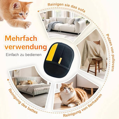 Pet Hair Removal Gloves, 2025 New Efficient Grooming Gloves for Pet Hair, Upgrade Cat Grooming Gloves for Cats and Dogs, Pet Hair Remover Glove for Couch, Furniture, Carpet and Car Seat (2Pcs Black)