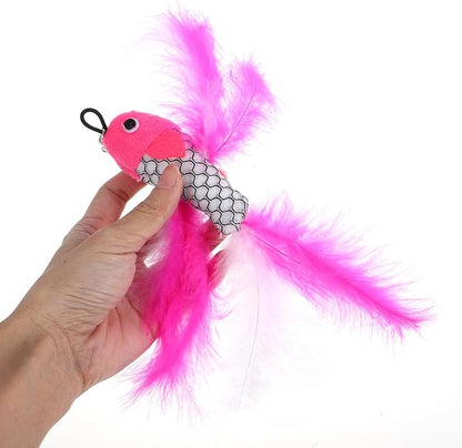 balacoo Cat Teaser Replacement Heads Fish Shaped 3 Pieces Lightweight Interactive Wand Toy for Indoor Cat Play and Exercise