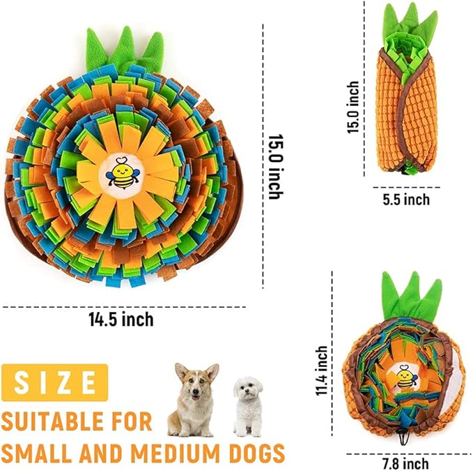 AWOOF Pet Snuffle Mat for Dogs, Interactive Feed Game for Boredom, Encourages Natural Foraging Skills for Cats Dogs Bowl Travel Use, Dog Treat Dispenser Indoor Outdoor Stress Relief (Orange)