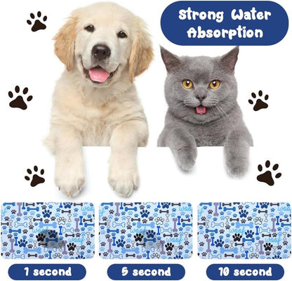 Dog Food Mats for Floors Waterproof, Pet Water Bowl Mats Pet Feeding Absorbent Placemats Blue 12 * 20 inch - Image 2