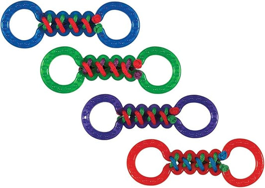 Rope and Rubber Double Sided Dog Tug Toy 12.75" Long for Medium to Larger Breeds (One Discounted Toy - Random Color)