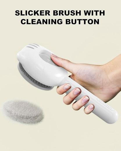 Dog Brush for Shedding, Gentle Self Cleaning Pet Brush with Release Button for Cats and Dogs, Easy to Remove Loose Hair Daily Grooming Tool During Shedding Season