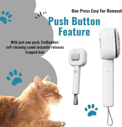 FurBuddies (Abandoned Pets Charity 4-in-1 Pet Steam Brush Ultra Quiet Technology – Groom, De-Shed & Hydrate | Cool Mist, Self-Cleaning, UV Light, USB-C Rechargeable Grooming Tool for Cats & Dogs