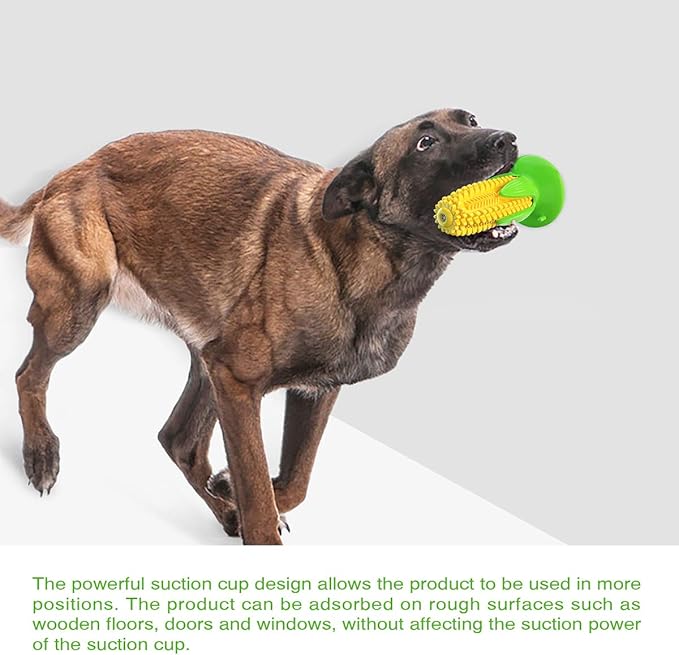 Carllg Puppy Teething Chew Toys, Dog Chew Toys - Corn Stick Tough Toys for Training and Cleaning Teeth, Squeaky Suction Cup Toothbrush Interactive Toy for Small Medium Dog