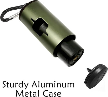Aluminum Dog Poop Bags Holder with Carabiner Metal Pet Waste Bags Dispenser with Hook and Loop Fastener and Elastic Cord to Carry Used Bags (Olive Green)