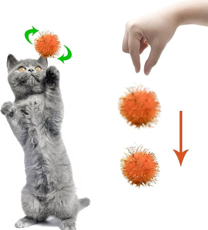 yuntop 70 Pack Assorted Color Sparkle Balls Glitter Tinsel Ball Cat Sparkle Balls Toys Interactive Cats Pom Poms Ball for Kittens Cat's Favorite Toy
