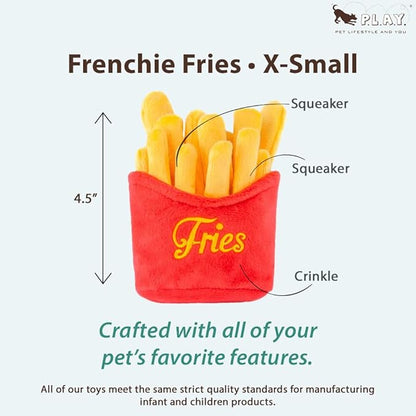 P.L.A.Y. Cute Plush Dog Toys - Fast Food Themed Durable Squeaker Chew Toy, Great for Puppies & Small, Medium, Large Dogs - Machine Washable, Recycled Materials (American Classic French Fries, X-Small)