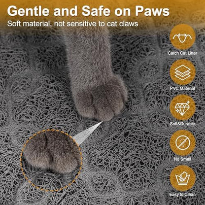 Cat Litter Box Mat, 35" x 24" Large Kitty Litter Trapping Mat Keep Floor Clean, Litter Box Mat Scatter Control, Waterproof, Easy to Clean, Durable Large Size Litter Mats for Floor - Image 4