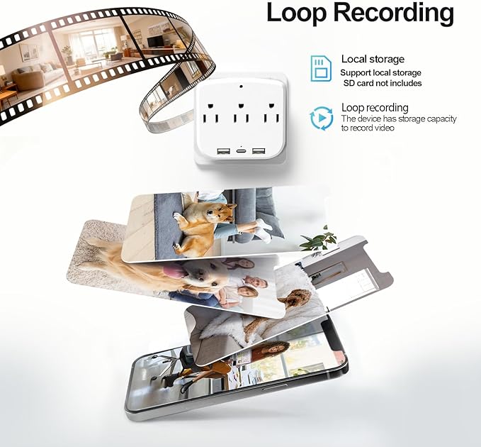 ULar 4K Outlet Camera Wall Charger Indoor Cameras Pet Monitor-WiFi Cam with App Remote, Motion Alerts & Local Storage- No Audio