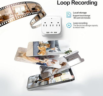 ULar 4K Outlet Camera Wall Charger Indoor Cameras Pet Monitor-WiFi Cam with App Remote, Motion Alerts & Local Storage- No Audio