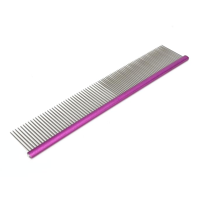 Greyhound Comb For Dogs, Metal Comb For Dogs Metal Dog Comb Cat Comb For Removing and Knots Dog Combs with Rounded Ends Grooming Tool For Long Short Haired Dog (Purple