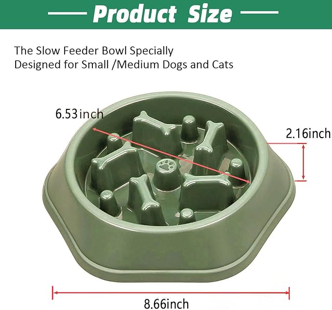 Slow Feeder Dog Bowl,Anti Gulping Healthy Eating Interactive Bloat Stop Fun Alternative Dog Slow Food Feeding Pet Bowl,