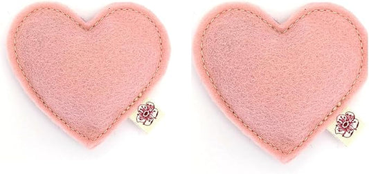 Catnip Toy – Heart Shape, Organic Catnip, 100% Wool Felt, Grown & Made in The USA - Pink, 2 Pack